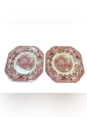 Vintage 1950s Thomas Hughes Red Transferware Luncheon Plates (2)
7.5”
